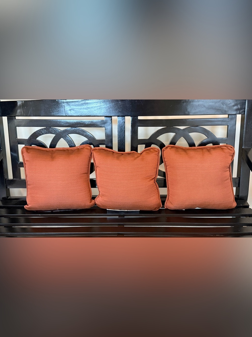LIKE NEW Decorative Outdoor Bench Cushion Pillow - Terracotta Orange SET OF 3